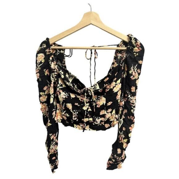 Free People Hilary Printed Top Black - Picture 2 of 9